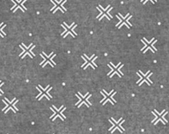 COTTON LINEN - Figo Fabrics - Harmony - Crosses - Gray