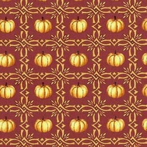 Pumpkin Cotton Fabric: Haunted Village Foulard by Henry Glass