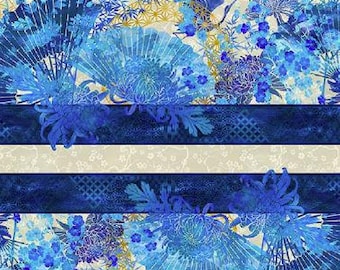 In the Beginning ORIENTAL GARDENS by Jason Yenter Fan Stripe Blue