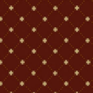 May include: A seamless pattern with a repeating design of small, light brown crosses on a dark red background.