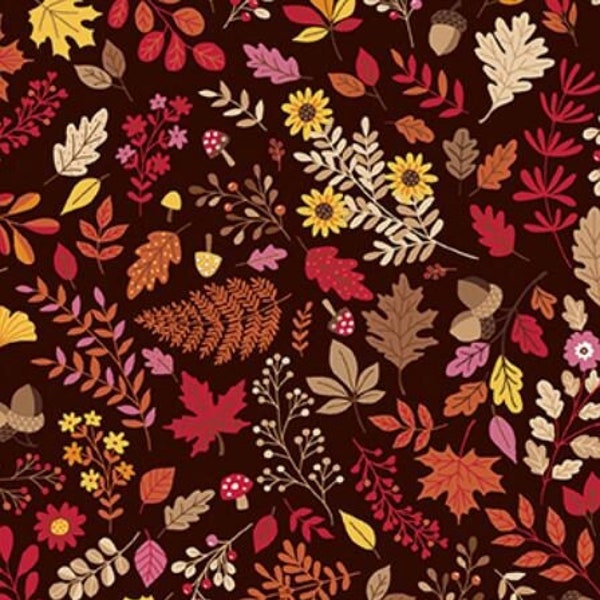 Makower/Andover - Autumn Days - Foliage - Brown