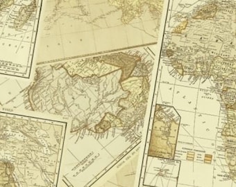 SALE Windham Expedition by Whistler Studios Vintage Map Cream