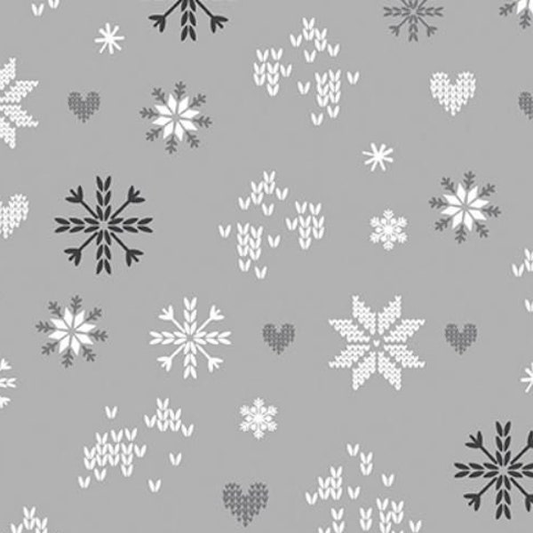Benartex - Knit & Caboodle - Snowflake Love - Gray