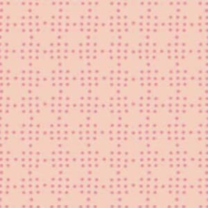 May include: A repeating pattern of small, pink dots arranged in a grid-like formation on a light peach background. The dots are clustered to create a textured, geometric design, offering a subtle, yet visually interesting aesthetic.