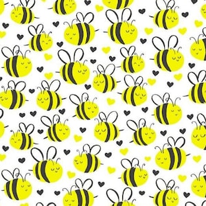 Timeless Treasures Cute Plump Bees White