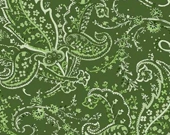 REMNANT Michael Miller Floral Fantasy Fantasy Paisley Green