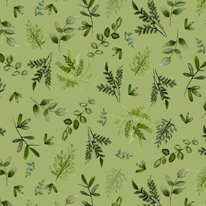 Clothworks WILD WONDER Fronds Olive