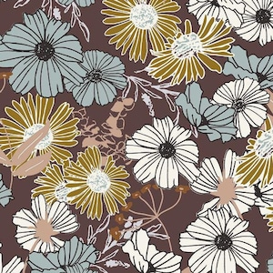 Cotton + Steel WALLFLOWER Flower Child Mulberry
