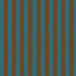 May include: Vertical stripes in alternating shades of teal and brown. The stripes are of varying widths and have a slightly textured appearance, creating a simple yet visually interesting pattern. The color combination is earthy and calming.