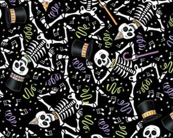 Free Spirit SPOOKY CUTE HALLOWEEN by Mary Engelbreit Dancing Skeletons Black
