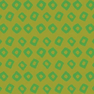 May include: A repeating pattern of green diamond shapes on a yellow-green background. The diamonds are slightly irregular and hand-drawn in appearance, creating a textured, organic feel. The design is simple and bold.