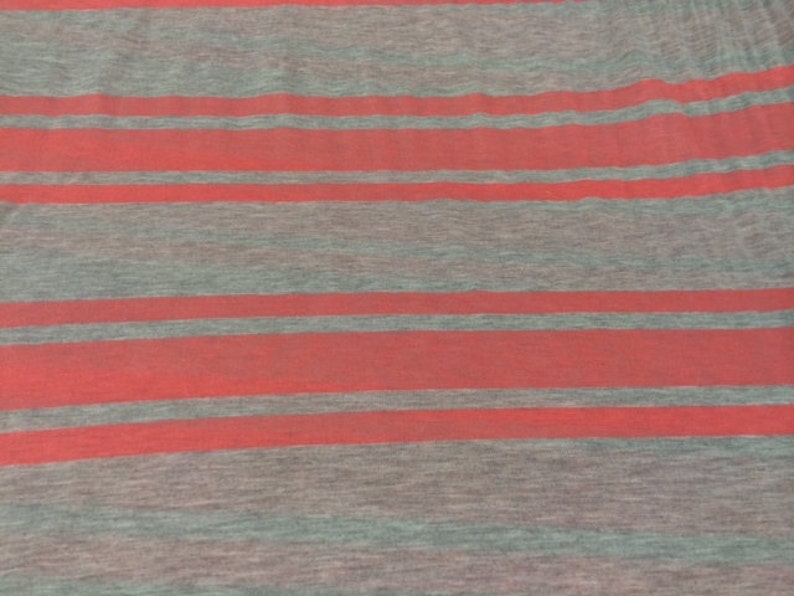 Ella Moss Coral and Tan Stripe Lightweight Jersey Knit image 3