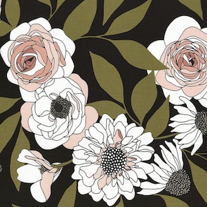 Moda BOTANY by Alli K Design Cabbage Rose Large Floral Ink
