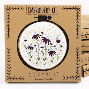 KIT Cozyblue Handmade Embroidery Kit Coneflower Magic