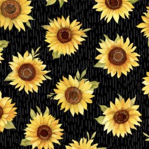 Wilmington Prints SUNFLOWER SPLENDOR Sunflower Toss Black