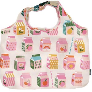 PREMADE REUSABLE BAG Pocket Shopper by Meori Juice Carton by Melody Miller for Ruby Star Society