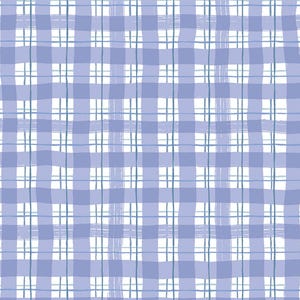 May include: A seamless pattern featuring a blue and white gingham design. The pattern consists of intersecting vertical and horizontal lines, creating a checkered effect. The lines vary in thickness and shade, adding visual interest to the overall design.