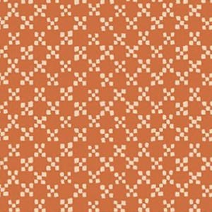 May include: An orange fabric with a repeating pattern of white cross-like shapes. The design is evenly spaced across the fabric, creating a textured appearance. The color palette is warm and inviting, suitable for various textile applications.