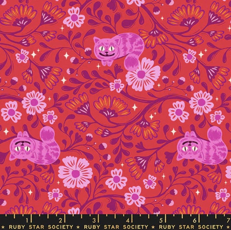 Moda Ruby Star Society HELLO ALICE by Sarah Watts Cheshire Cat Ruby - Etsy
