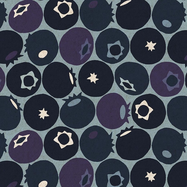 CANVAS Cotton + Steel Rifle Paper Co. Under the Apple Tree Blueberry Downpour Unbleached