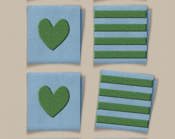 Matchy Matchy: Green Heart and Square Garment Labels Matchy Matchy: Green Heart and Square Garment Labels