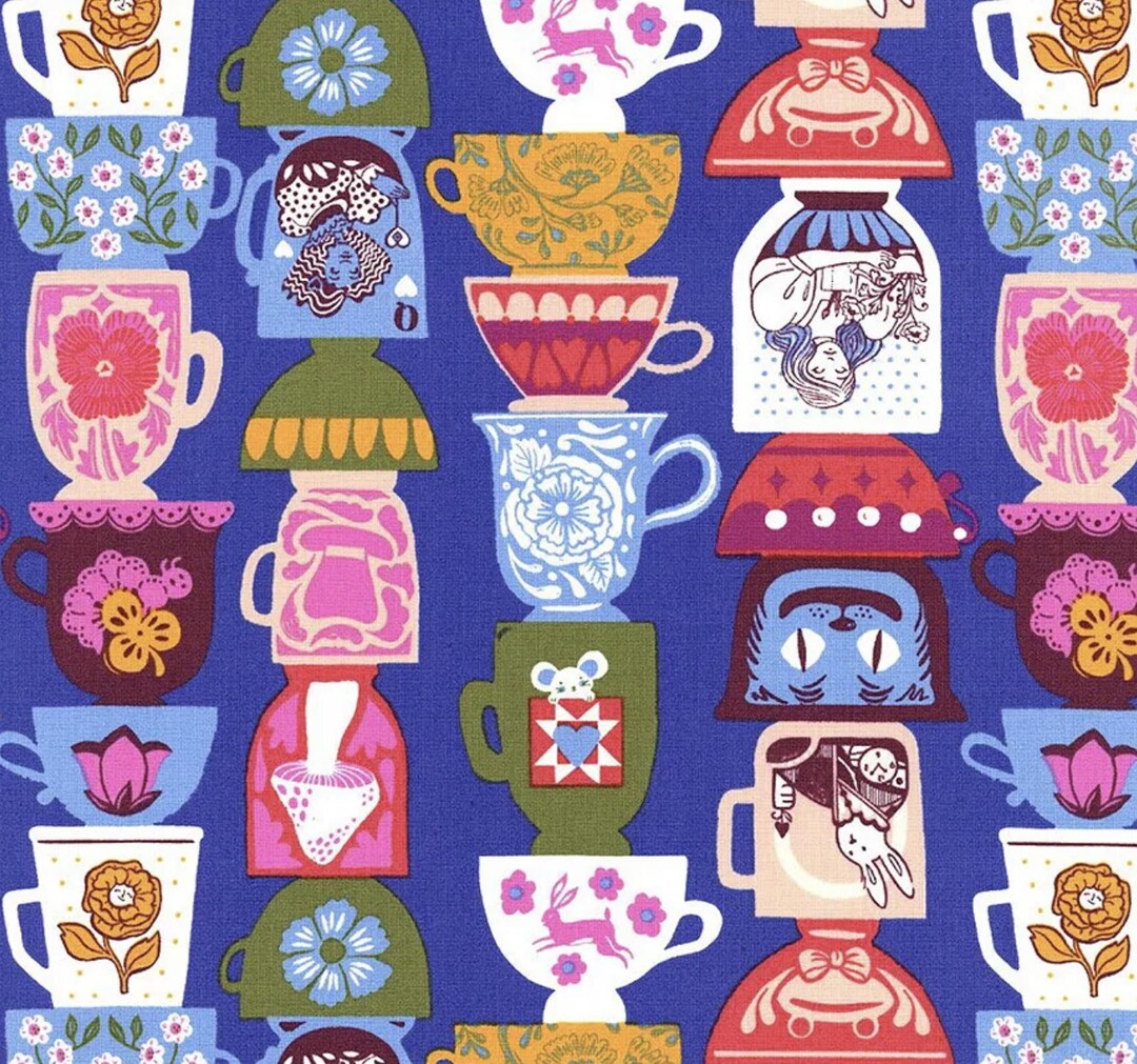 Moda Ruby Star Society HELLO ALICE by Sarah Watts Tea Party Blue Ribbon ...