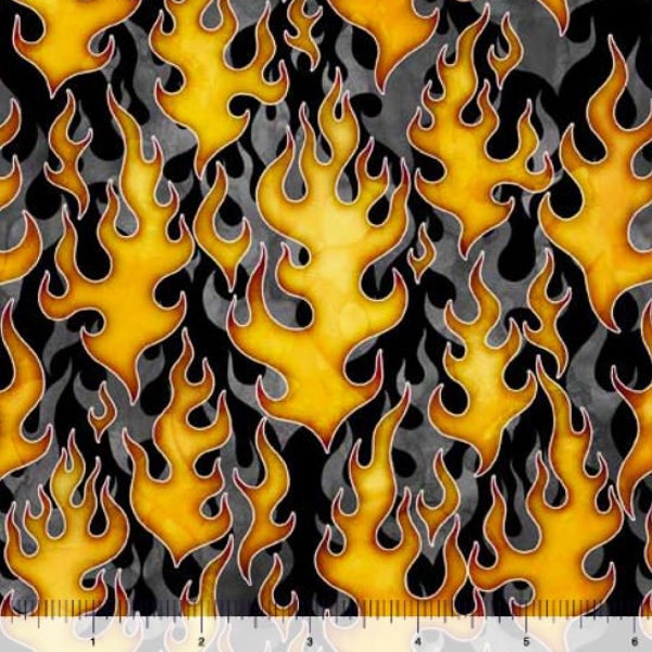 Quilting Treasures - Streets of Fire by Dan Morris - Flames - Jet