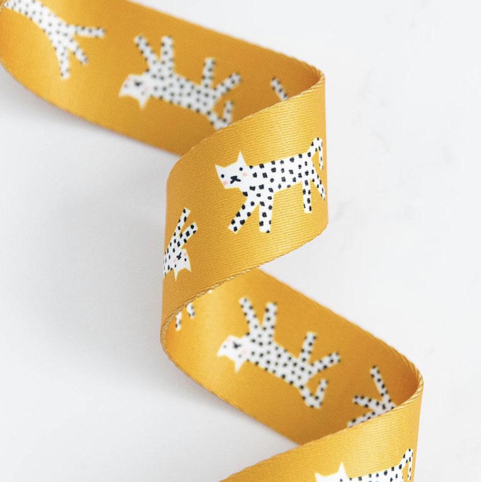 Snow Leopards Webbing: 1.5" Wide Polyester Ribbon by Rashida Coleman Hale