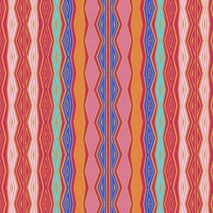 Clothworks FANTASTICATS by Laurel Burch Geo Stripe Orange
