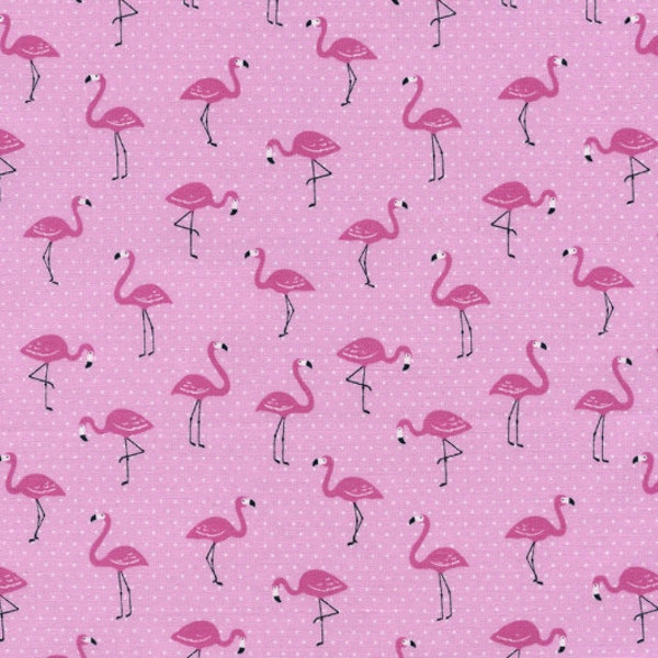 REMNANT PIECE - Timeless Treasures - Mini Luau Flamingos - Pink