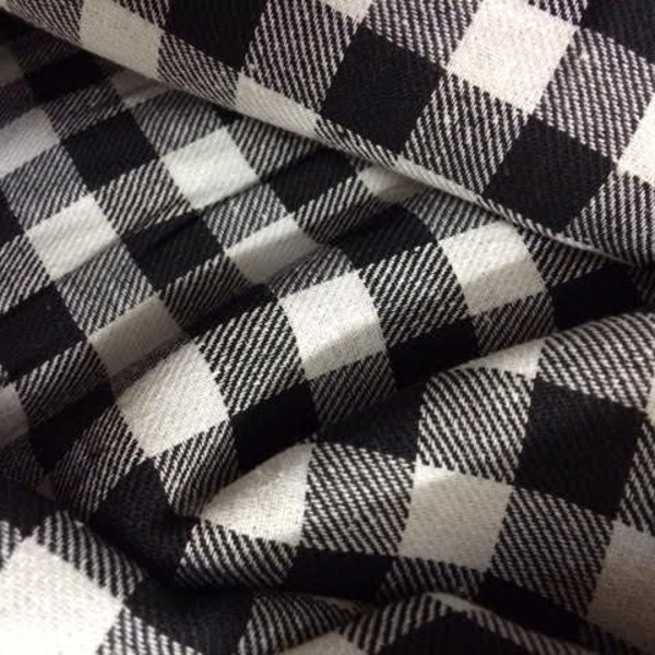 Poly/Cotton Flannel/Woven Lumberjack Plaid - Black/White