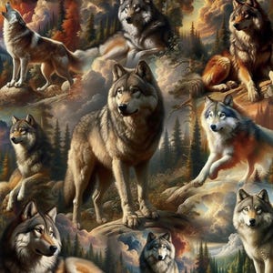Blank Quilting WILDERNESS SONG by Marilyn Lee Wolves Gray