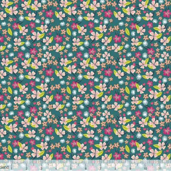REMNANT - Blend Fabrics - Junglemania by Mia Charro - Little Brave Teal