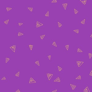 Clothworks FANTASTICATS by Laurel Burch Gold Triangles Dark Orchid (METALLIC)