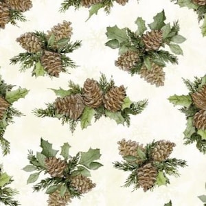 Wilmington Prints WINTER FOREST Pinecone Toss Cream