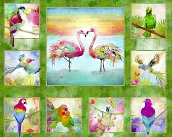 LAST YARD 3 Wishes Tropicolor Birds Large Panel Multi