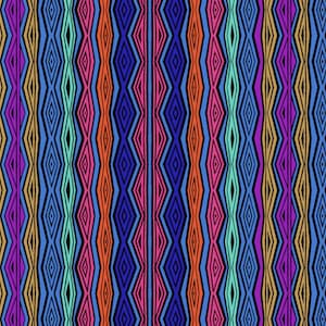 Clothworks FANTASTICATS by Laurel Burch Geo Stripe Blue