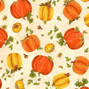 Quilting Treasures FALL SPLENDOR Tossed Pumpkins Cream