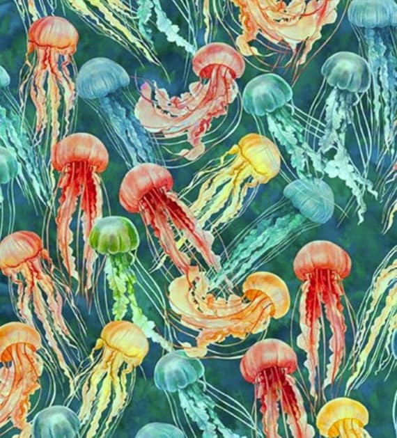 In The Beginning Fabrics Calypso 2 by Jason Yenter Cotton Woven Fabric Jellyfish Teal 30cal_2 In The Beginning Fabrics Calypso 2 by Jason Yenter Cotton Woven Fabric Jellyfish Teal 30cal_2