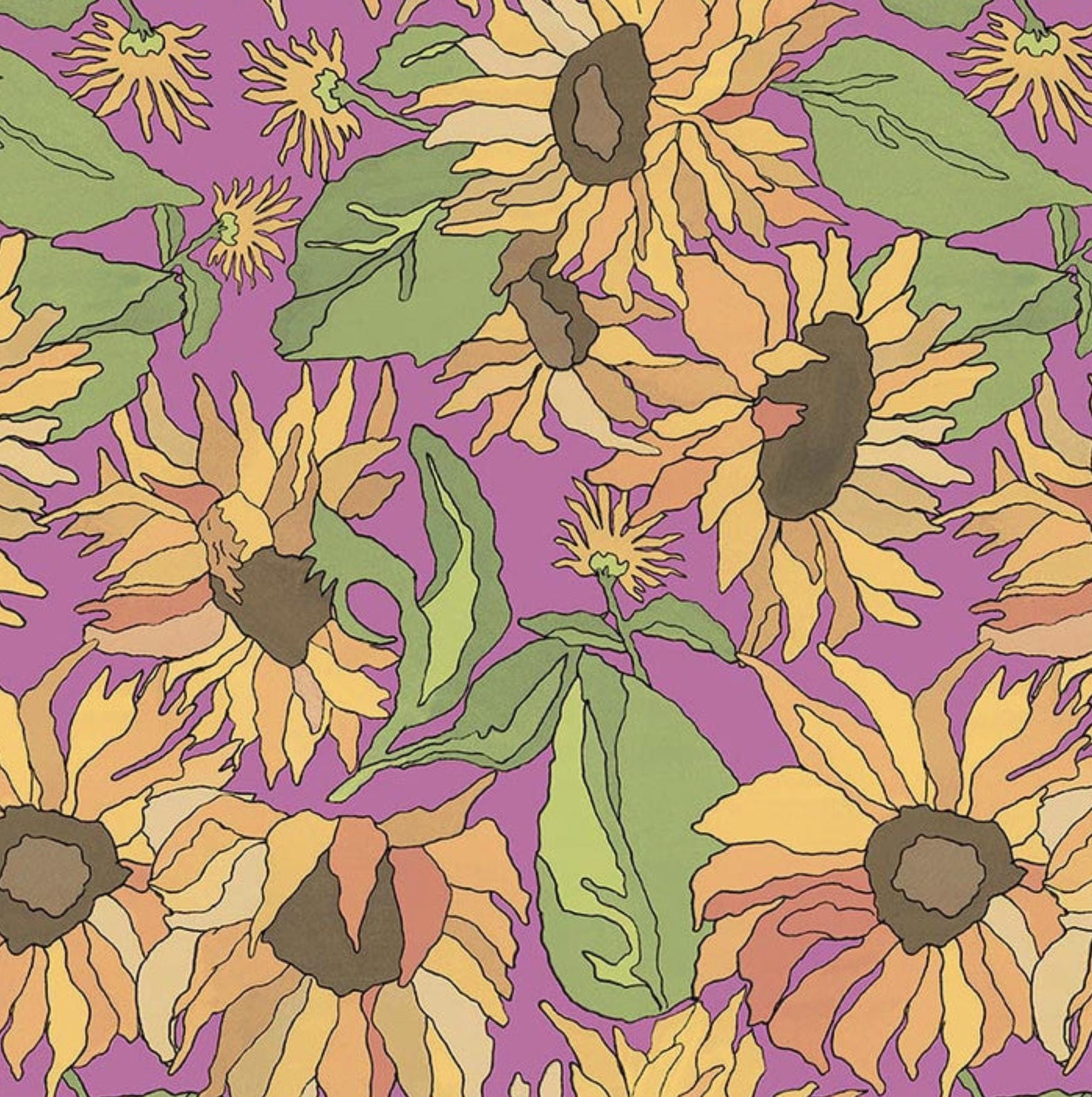 Windham FLOWERS ON MAIN by Laura Heine Big Yellows Fuchsia - Etsy