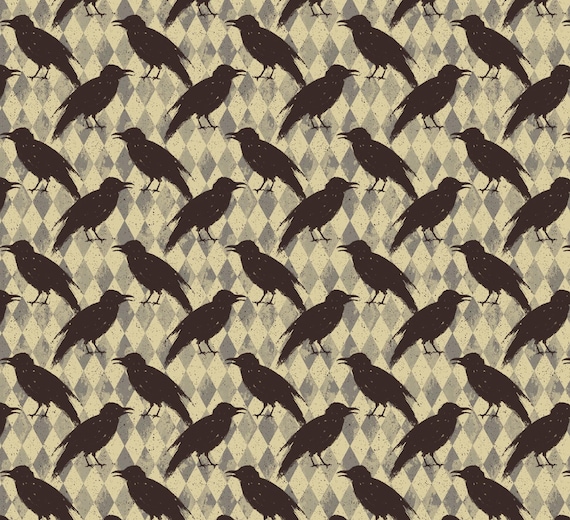 Nevermore Tall Stars Cream - Andover Fabrics - PER QUARTER METRE Nevermore Tall Stars Cream - Andover Fabrics - PER QUARTER METRE
