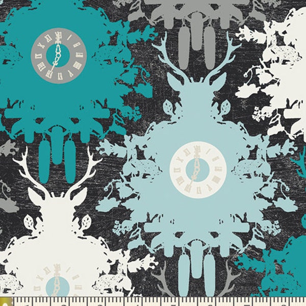 FAT QUARTER Art Gallery Fabrics Indelible Time is Deer Coal