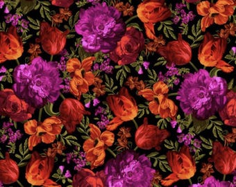 108" WIDEBACK StudioE Midnight Floral 108" Black/Hot