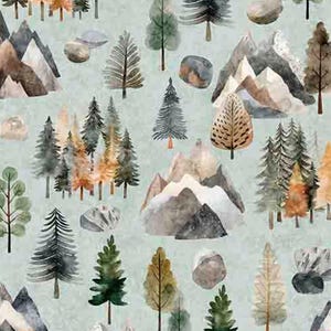 Quilting Treasures BIGFOOT Pine Trees Sage
