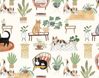 Clothworks HOMEBODIES House Cats Light Cream