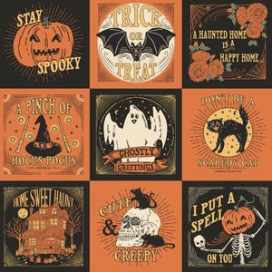 Moda HOME SWEET HAUNT by Stacy Iest Hsu Haunted Squares Panel