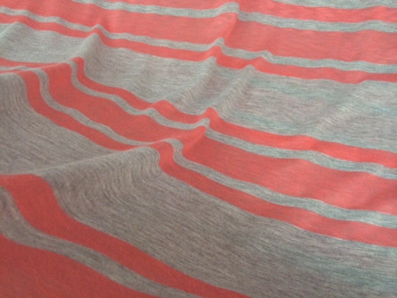 Ella Moss Coral and Tan Stripe Lightweight Jersey Knit image 2