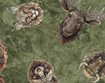Quilting Treasures ENCHANTED FOREST Animal Head Toss Army