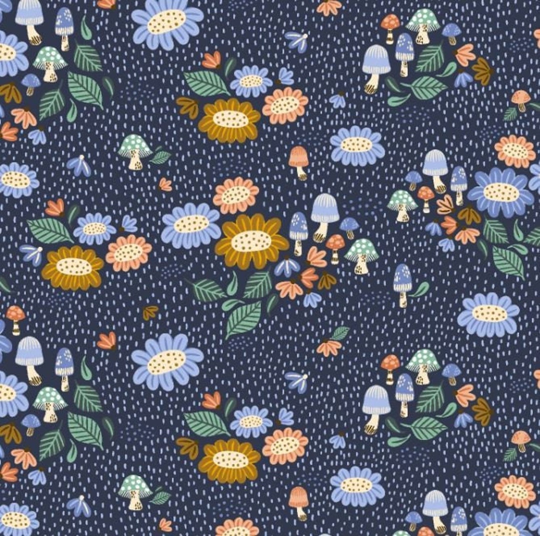 Cotton Steel Clara Jane Fiona Floral Perfectly Blue Etsy