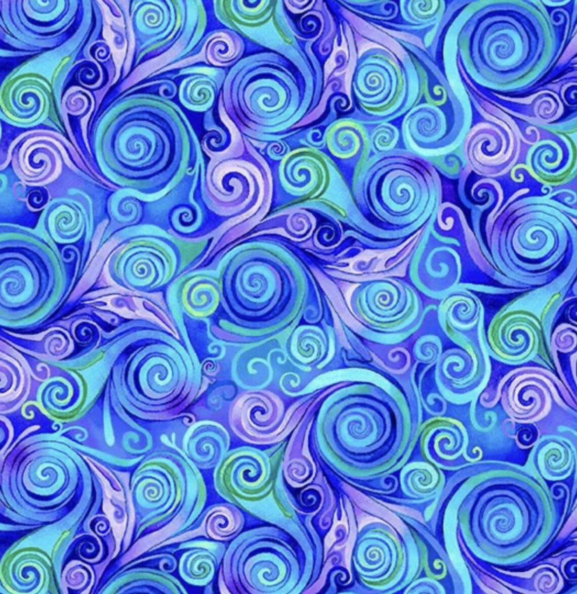 Timeless Treasures MEADOW BLOOM by Chong a Hwang Swirl Pattern Purple ...